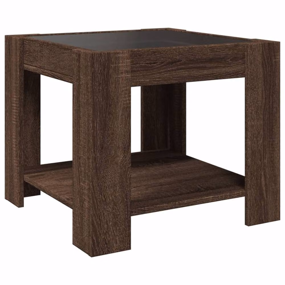 Berkfield Home Decorative LED Coffee Table in Brown Oak, W/D/H: 53 x 53 x 45 cm – 4