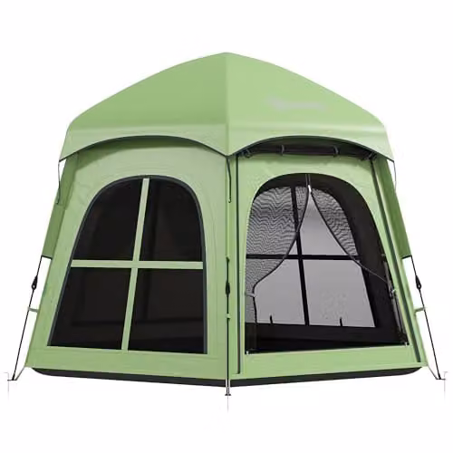 Outsunny Pop Up Tent with 2 Doors and Carry Bag, 3000mm Waterproof, Green