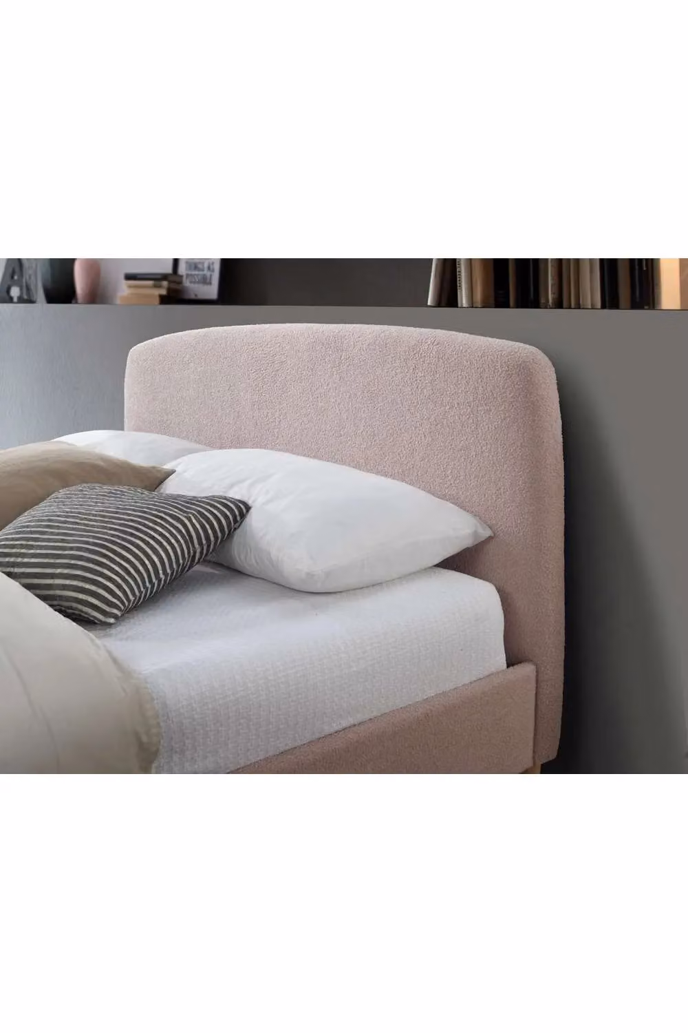 Birlea Otley Upholstered Bouclé Bed Frame in Pink, W/D/H: 140 x 200 cm – 2