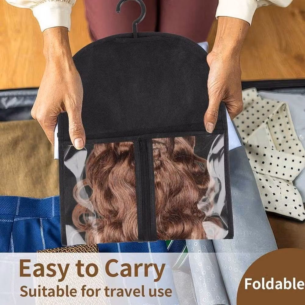 EONLION 6-Piece Hair Extension Storage Bag Set in Black and Transparent, W/D/H: 50 x 50 x 50 cm – 5