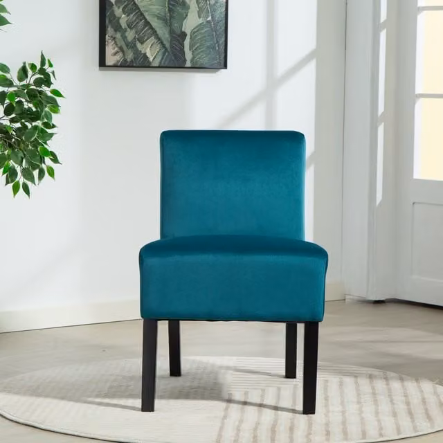 Artemis Home Modern Upholstered Armless Accent Chair in Petrol Blue