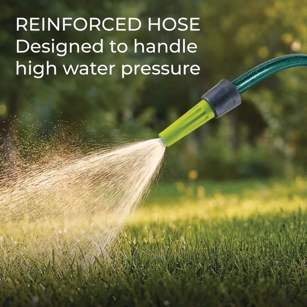NESTLUNE Reinforced Garden Hose Pipe Kit with Tap Connector and Sprayer, Green, 15m – 2