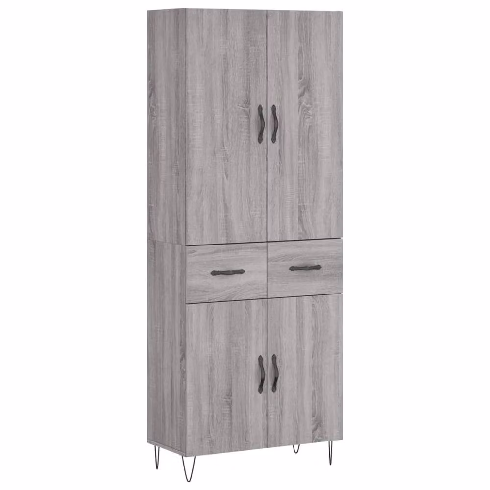 Berkfield Home Grey Sonoma Highboard in Engineered Wood, W/D/H: 69.5 x 34 x 180 cm – 3