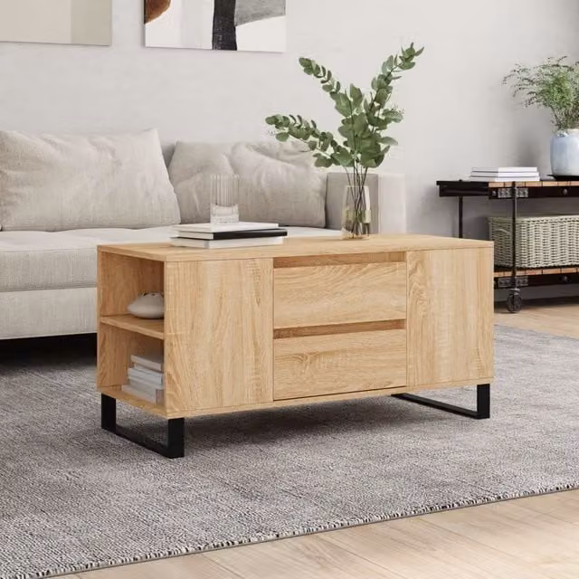 Berkfield Home Sonoma Oak Coffee Table in Brown, W: 102 cm, D: 44.5 cm, H: 50 cm