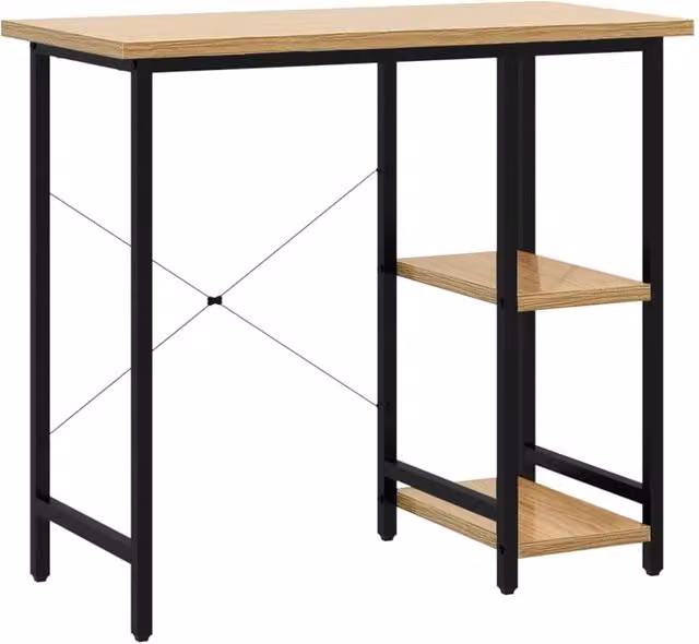 Berkfield Home Computer Desk in Black and Light Oak, W/D/H: 80 x 40 x 72 cm – 1