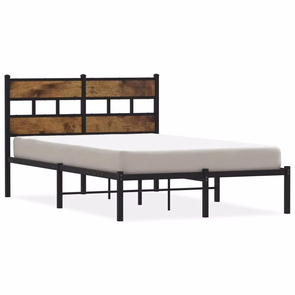 Berkfield Home Metal Bed Frame in Smoked Oak Brown, W/D/H: 120 x 200 cm – 2