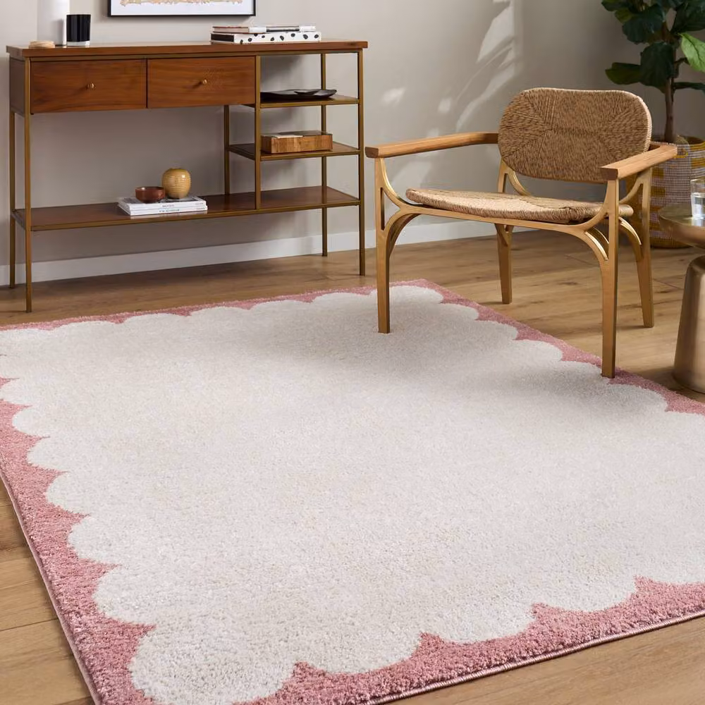 Livabliss Fossay Shag Washable Modern High Pile Living Room Rug in Ivory, Black and Pink, W: 200 cm, D: 275 cm – 3