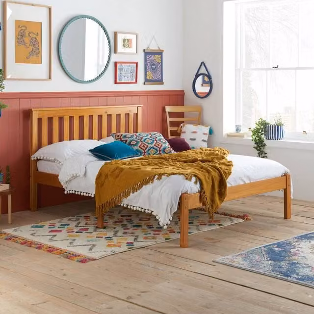 Birlea Denver Single Bed in Brown, Lacquered Pine Wood – 1