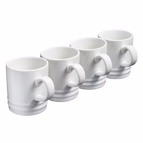 Cooks Professional 4 Piece White Stoneware Mug Set, 350ml Capacity