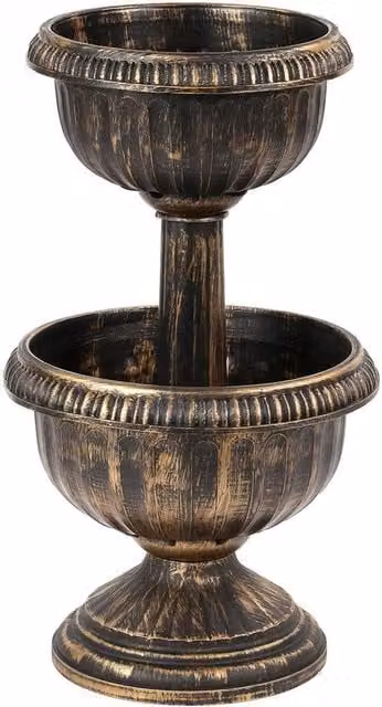 SPETLEK 2 Tier Metal Garden Planter Tub in Bronze and Multicolour – 1