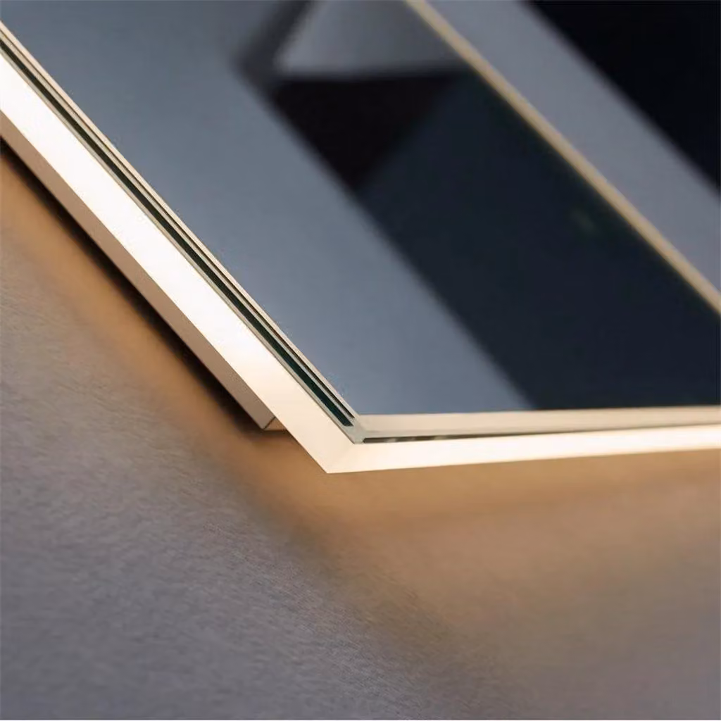 Clifton Deluxe Rectangular LED Slim Bathroom Wall Mirror in Beige, W: 60 cm – 2