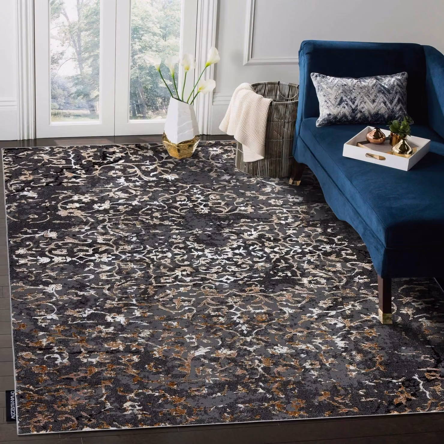 RugsX De Luxe Grey Rectangular Polyester Rug with High-Low Effect, W: 160 cm, L: 220 cm – 4