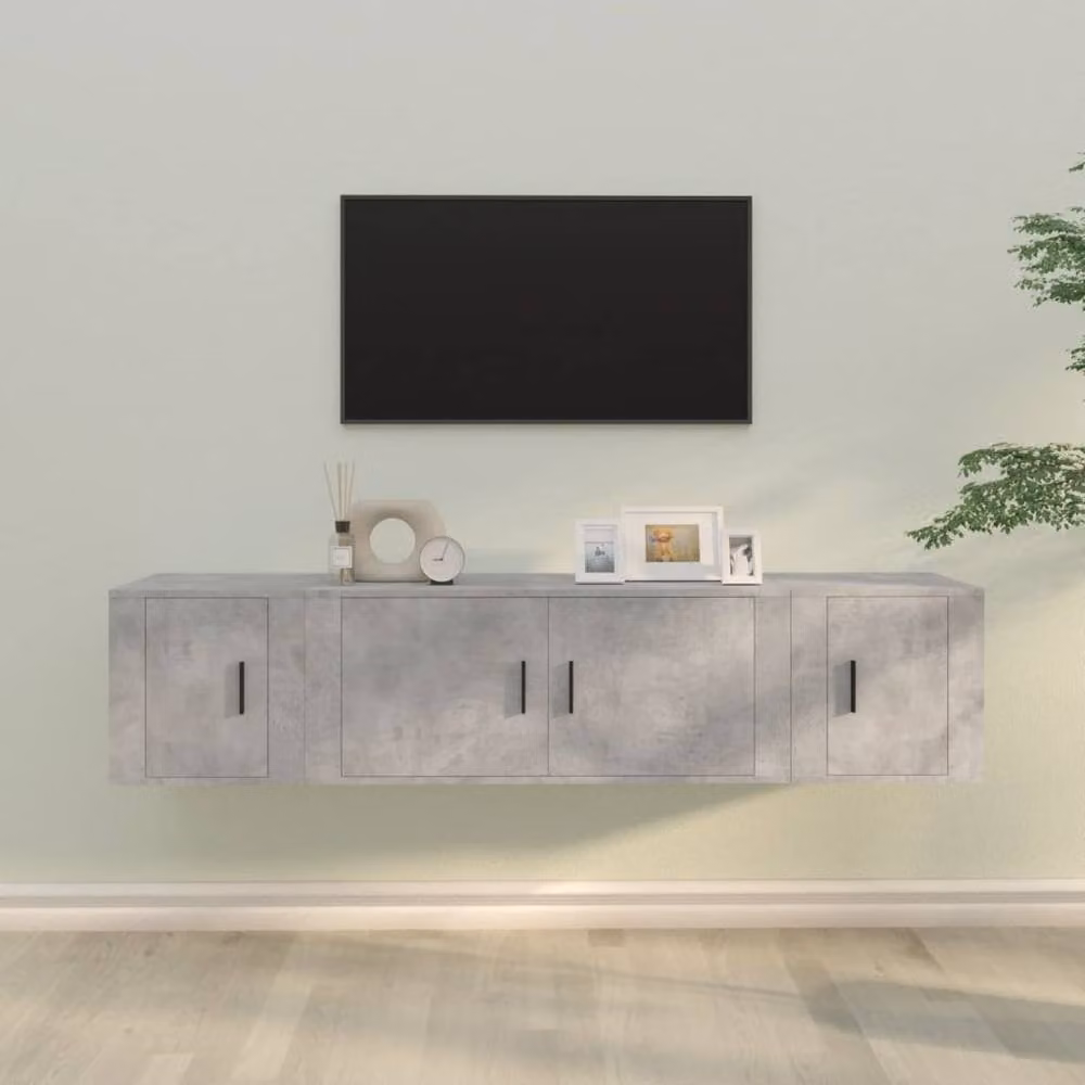 Berkfield Home Classic 3 Piece TV Cabinet Set in Concrete Grey Engineered Wood – 2