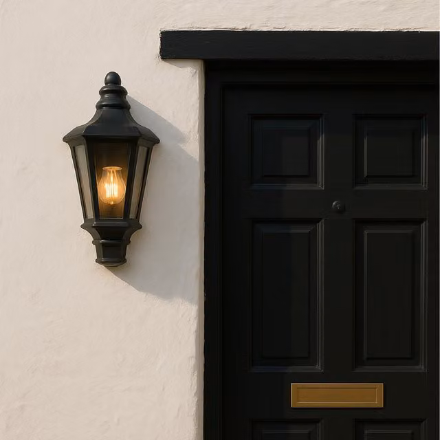 CGC Lighting Jimi Black Outdoor Half Wall Lantern Light with Transparent Glass