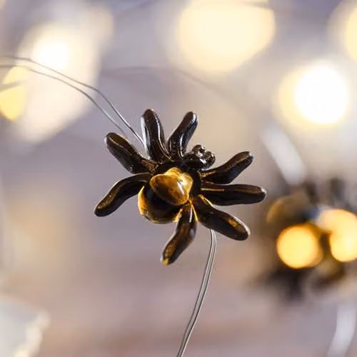Lights4fun Halloween Ghost and Spider LED Micro String Lights with Cool White LEDs on Silver Wire – 3