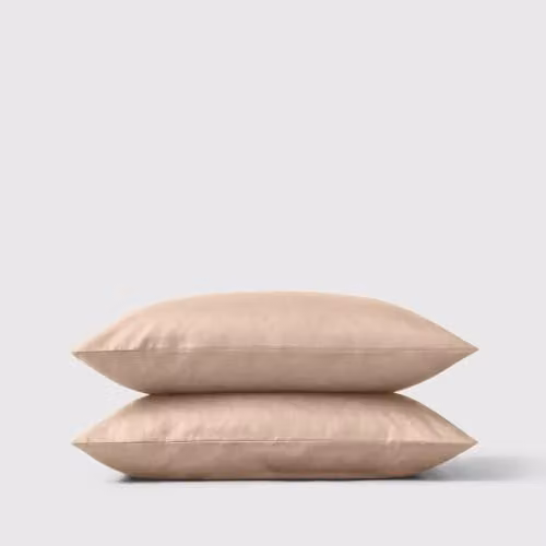 Bedable Pair of Cotton Mako Sateen Pillowcases, 460 Thread Count, Beige – 1