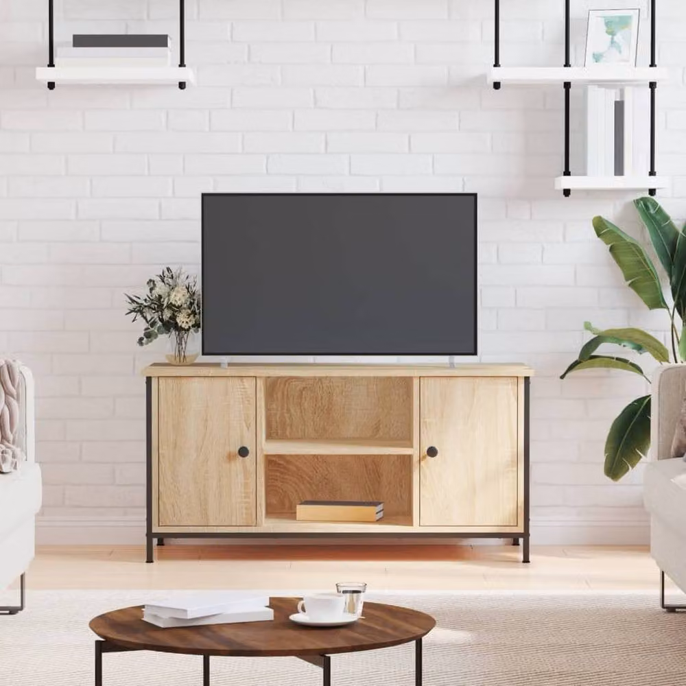 Berkfield Home TV Cabinet in Sonoma Oak, W/D/H: 100 x 40 x 50 cm – 2