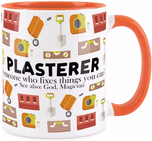 Purely Home Novelty Plasterer Ceramic Mug in Orange