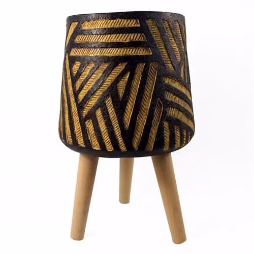 Leaf Design UK Bali Large Planter, Brown, Height: 45 cm, Diameter: 28 cm
