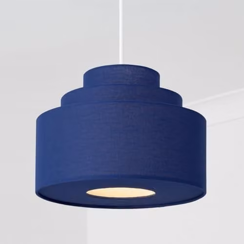 CGC Lighting Selina Three Tier Layered Fabric Lampshade in Blue, Diameter: 30 cm – 1