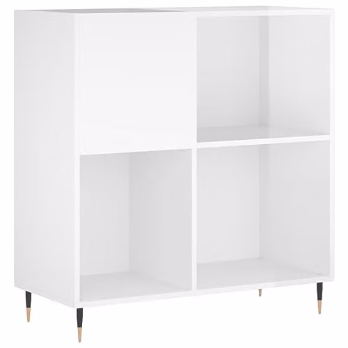 vidaXL Record Cabinet in High Gloss White, W: 84.5 cm, D: 38 cm, H: 89 cm
