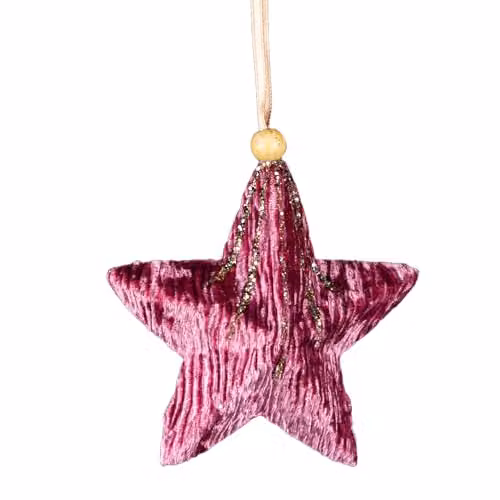 Shatchi Pink and Gold Star Christmas Hanging Decoration Pendant, 10.5 cm – 1