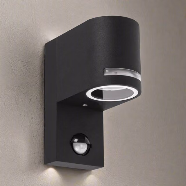 CGC PIPA Black PIR Motion Sensor Down Wall Light with Halo Front Illumination