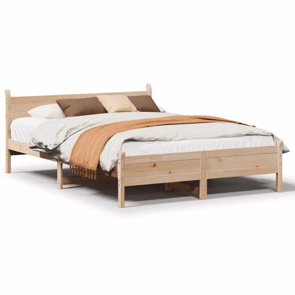 Berkfield Home Small Double Solid Wood Pine Bed Frame, Brown, W/D/H: 120 x 190 cm – 2