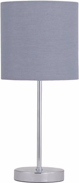 First Choice Lighting Chrome Touch Operated Dimmable Table Lamp with Grey Fabric Shade