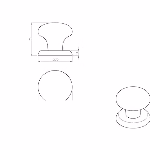 Loops Large Round Centre Door Knob in Brushed Satin Stainless Steel, Silver – 2