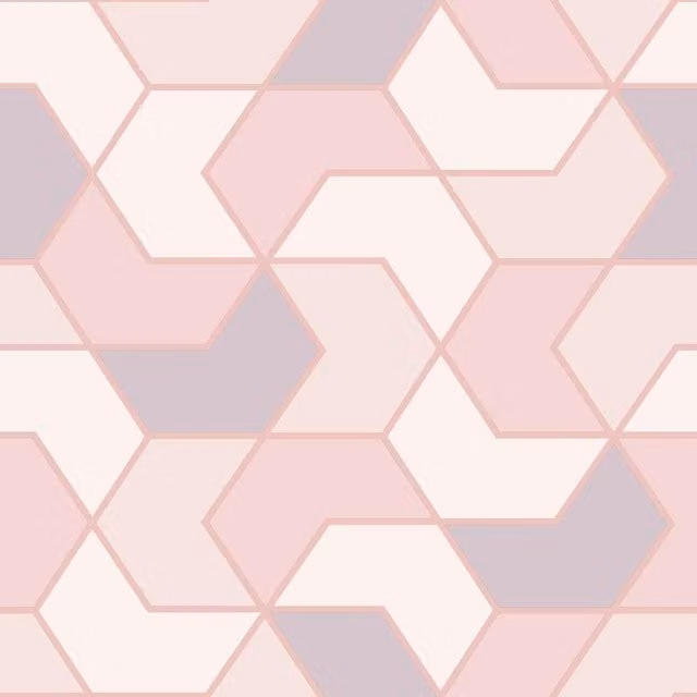 Rasch Geometric Abstract Modern Wallpaper in Pink and Gold