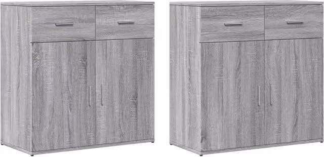 Berkfield Home Set of 2 Modern Grey Sonoma Sideboards in Engineered Wood W/D/H: 79 x 38 x 80 cm