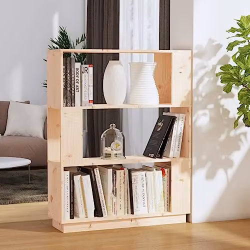 vidaXL Solid Wood Pine Book Cabinet and Room Divider in Natural Brown, W/D/H: 80 x 25 x 101 cm – 2