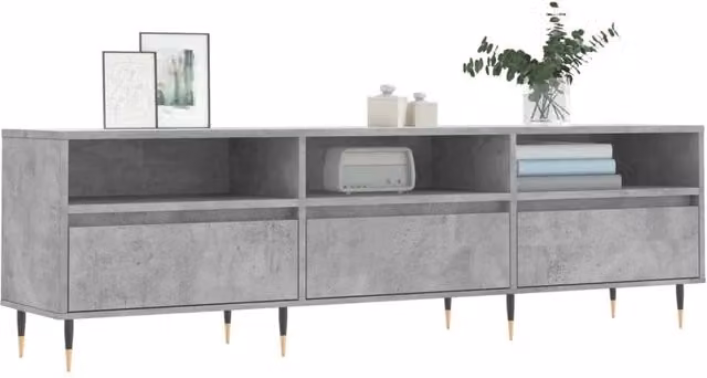 Berkfield Home Industrial TV Cabinet in Concrete Grey, W/D/H: 150 x 30 x 44.5 cm