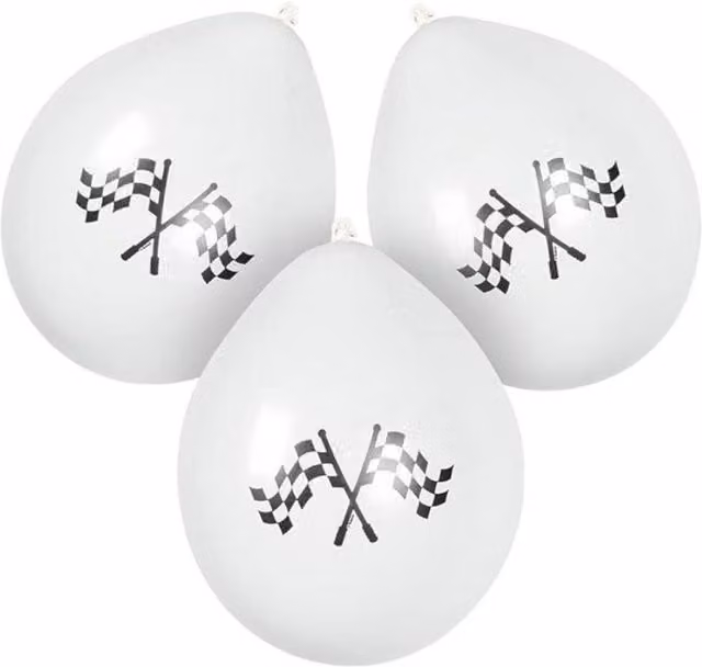 Boland Formula Race Chequered Flag Latex Party Balloons, Black and White, Pack of 6
