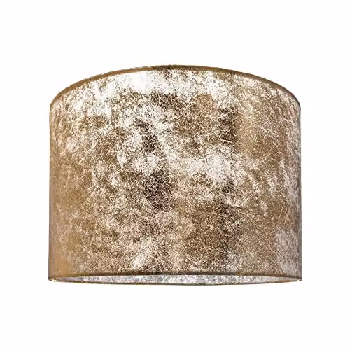 Happy Homewares Modern Round Fabric Lamp Shade in Gold with Reducer Ring, Diameter: 25.4 cm – 1