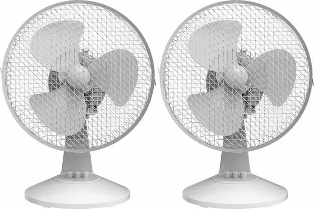 Igenix 9 Inch White Oscillating Table Fan, Pack of 2