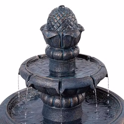 Teamson Home Two-Tier Cascade Birdbath Outdoor Garden Water Fountain in Antique Bronze, Height: 99 cm – 7