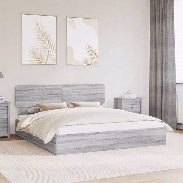 Berkfield Home Grey Sonoma Storage Bed with Drawers, W/D/H: 180 x 200 cm, Engineered Wood