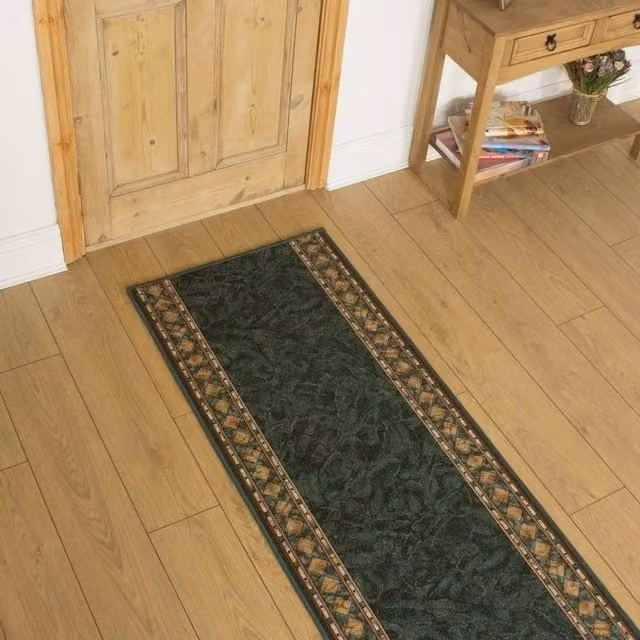 runrug Cheops Green Hallway Runner Rug, Non-Slip and Hardwearing, W: 120 cm, L: 240 cm