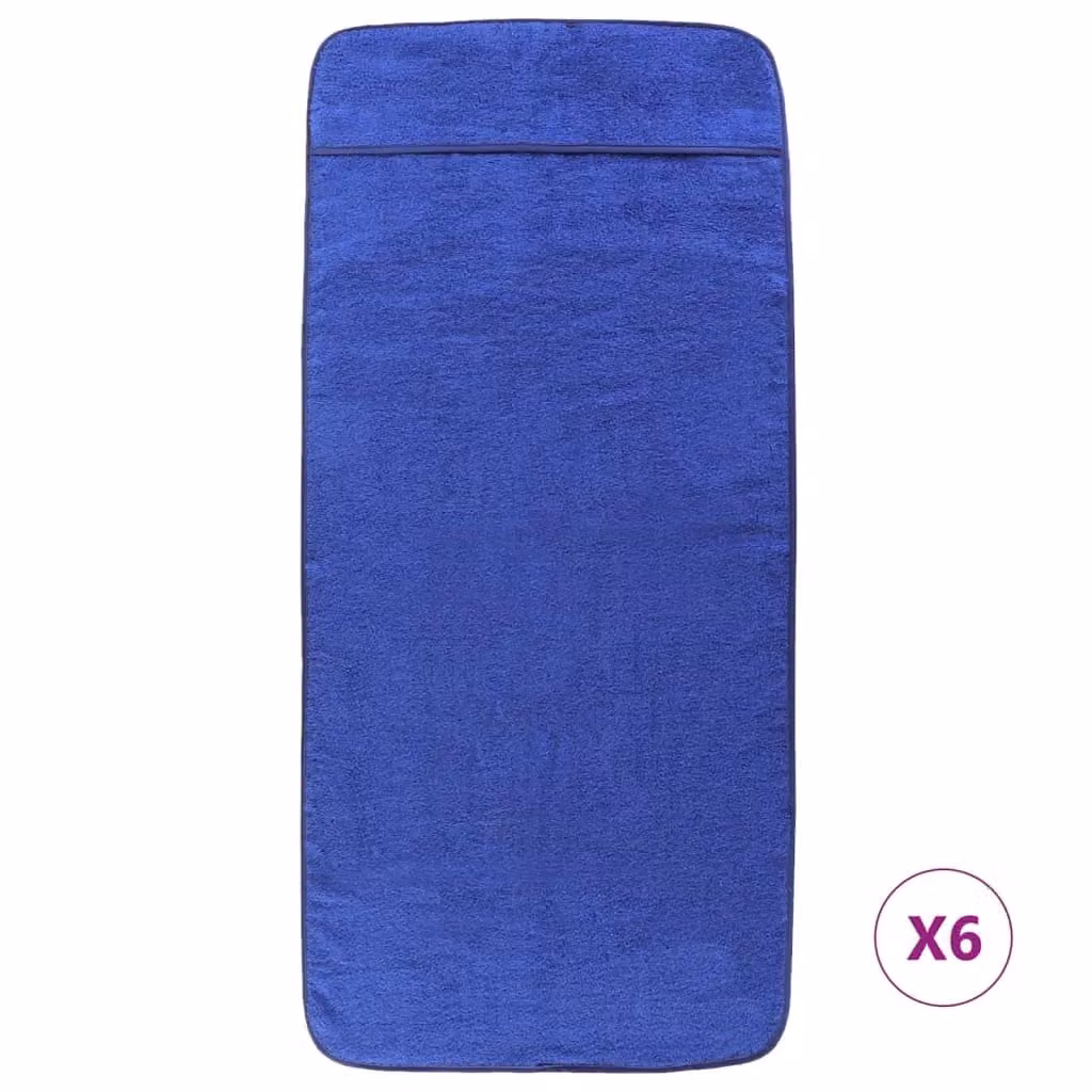 Berkfield Home 6-Piece Set of Quick-Drying Fluffy Blue Beach Towels, 400 GSM, W: 60 cm, L: 135 cm – 1