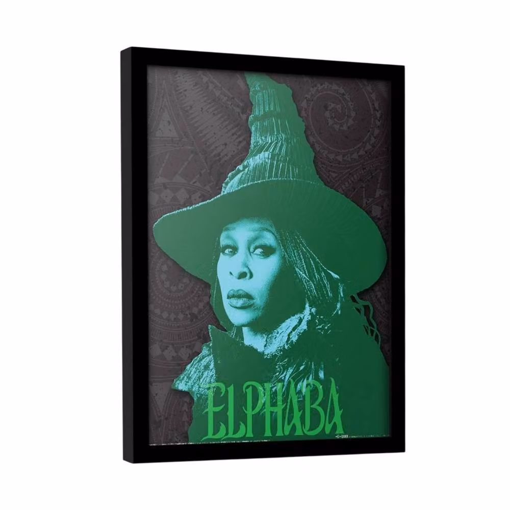 Wicked Elphaba Headshot Framed Paper Poster in Black and Green – 3