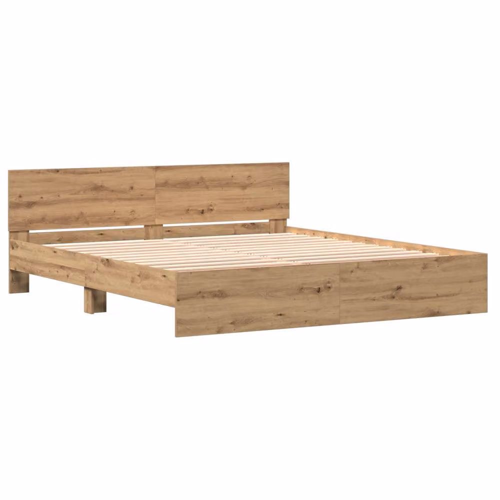 Berkfield Home Bed Frame with Headboard in Artisan Oak, Brown, W/D/H: 180 x 200 cm – 2