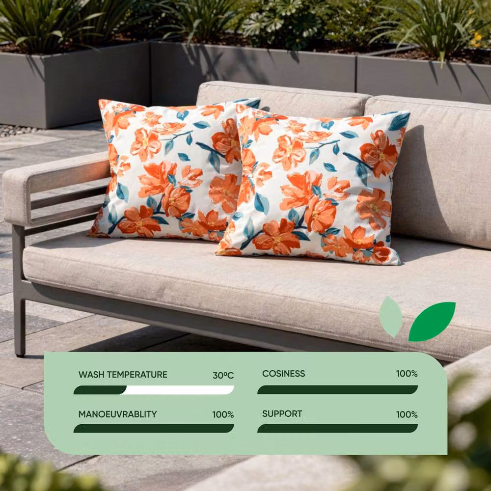 Gardenwize Pack of 2 Japanese Floral Outdoor Scatter Cushions, Red and Multicolour, W/D/H: 45 x 45 x 45 cm – 2
