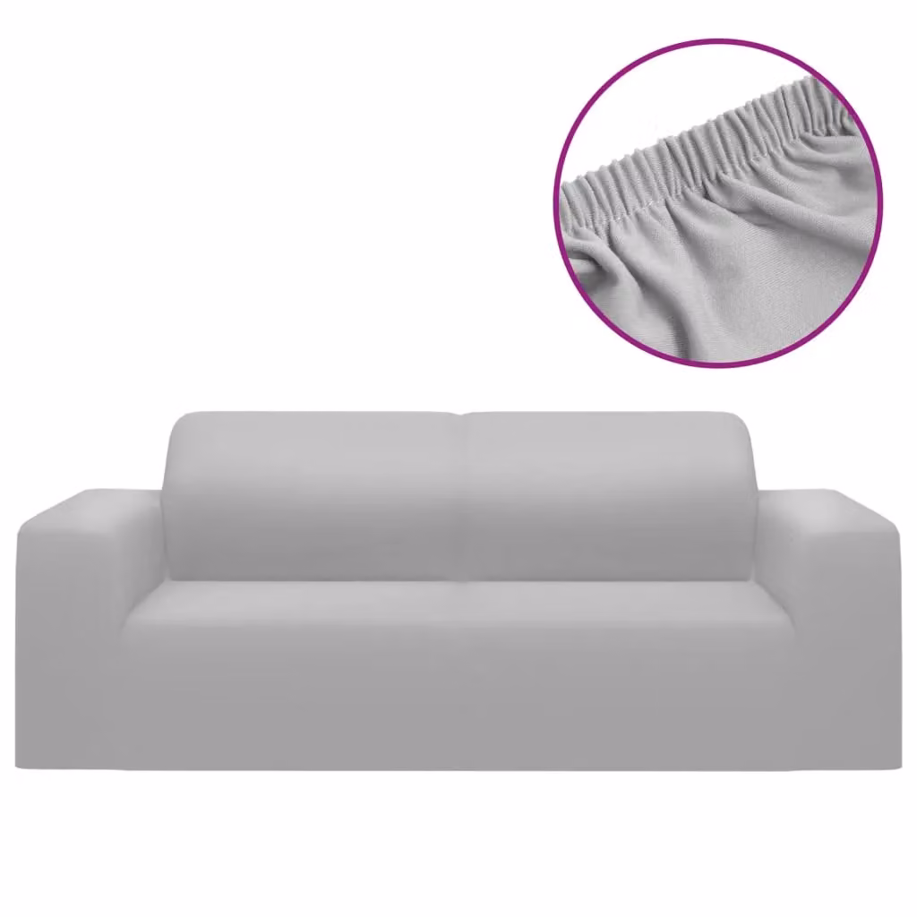 Berkfield Home Grey Polyester Jersey 2-Seater Stretch Sofa Slipcover – 2