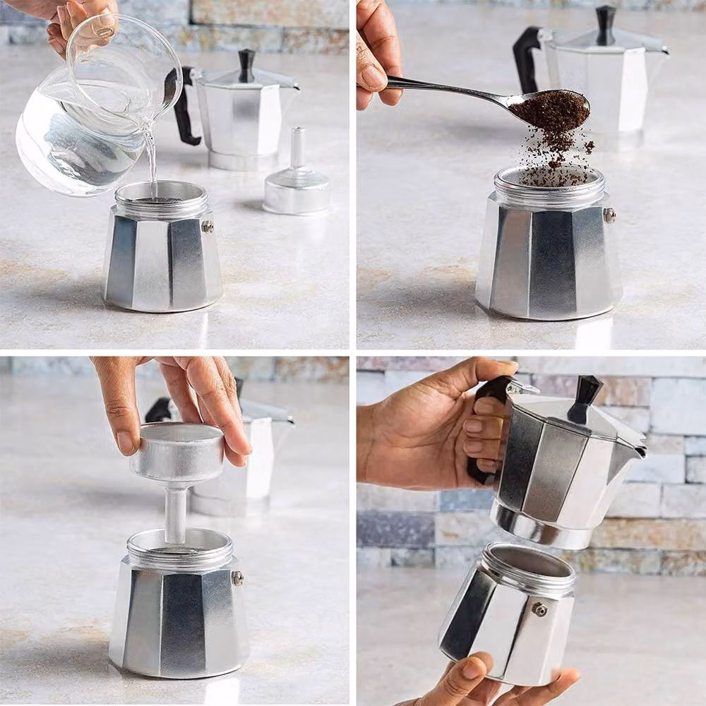 Living and Home Silver 12 Cup 600ml Stovetop Espresso Maker Italian Moka Coffee Pot – 6