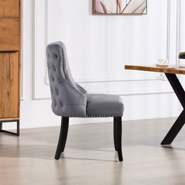 Artemis Home Palata Velvet Fabric Dining Chairs, Set of 2, Grey