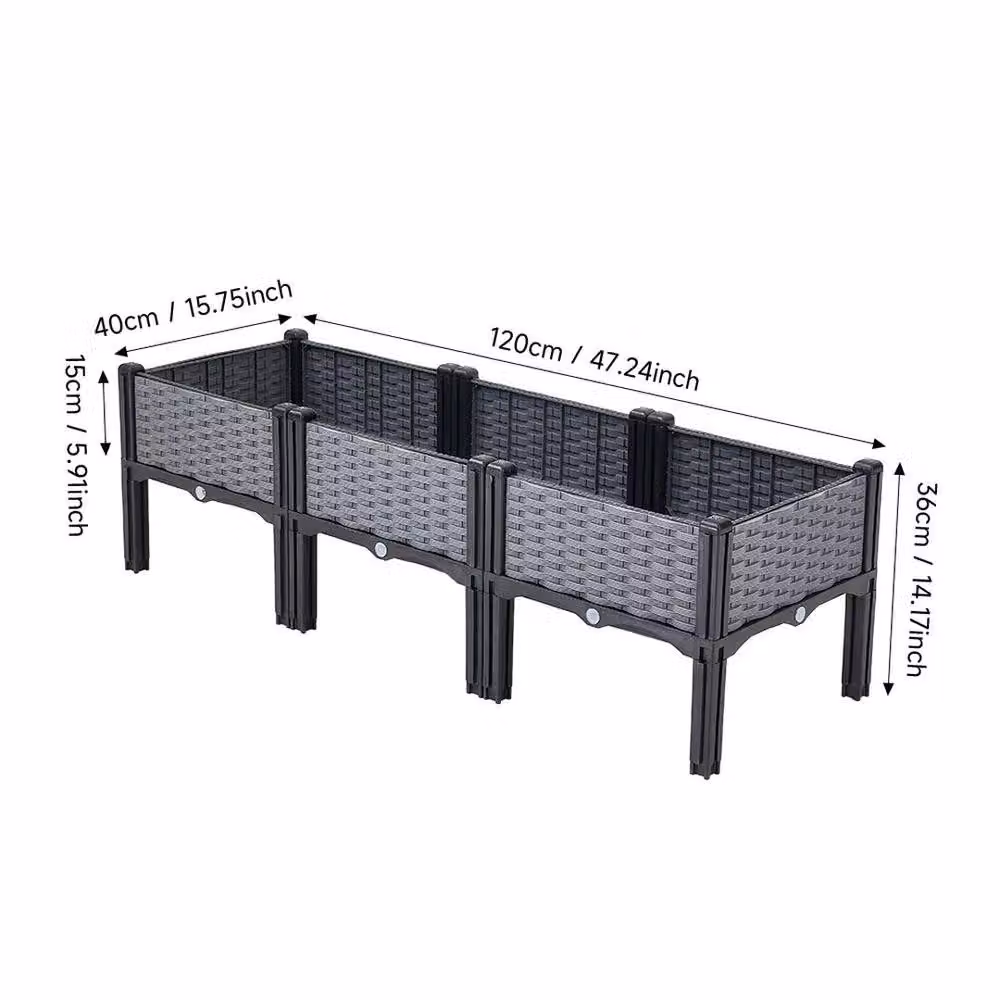 NESTLUNE Grey Raised Garden Bed Planter W/D/H: 120 x 40 x 36 cm – 2