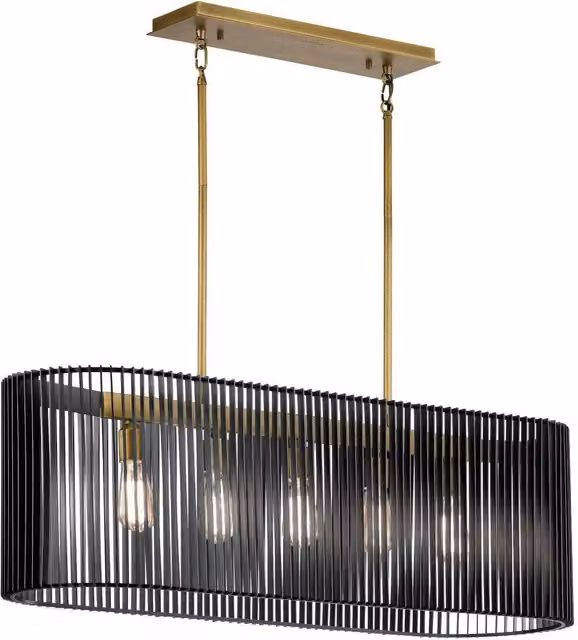 Kichler Linara Wire Frame Pendant Ceiling Light in Black and Natural Brass