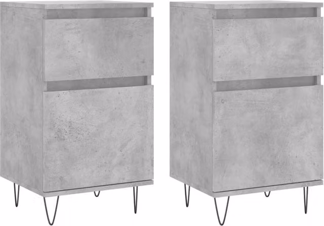 Berkfield Home Set of 2 Industrial Sideboards in Concrete Grey, W/D/H: 40 x 35 x 70 cm
